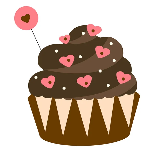 Του Αγίου Βαλεντίνου ημέρα, ρομαντική αγάπη σοκολάτα cupcake. Στοιχείο του σχεδιασμού, το εικονίδιο — Διανυσματικό Αρχείο