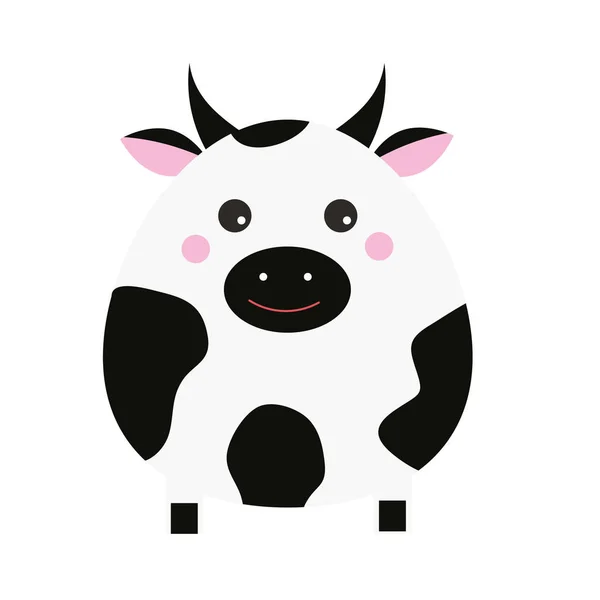 Симпатичный кавайский персонаж коровы. Детский стиль, векторная иллюстрация — стоковый вектор