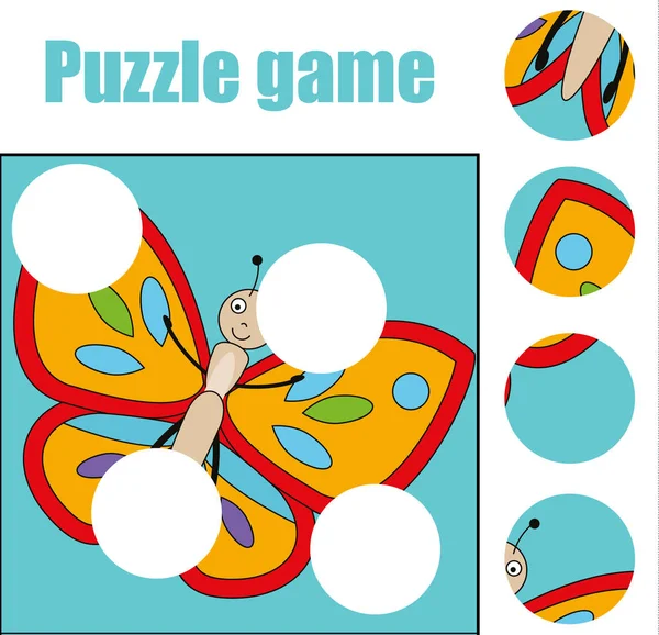 Juego educativo para niños que empareja. Combina las piezas y completa la imagen. Puzzle actividad de los niños — Vector de stock