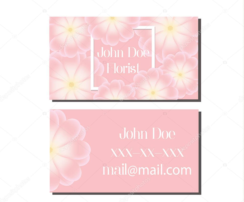 Business card design template. Vector flyer for florist, wedding events managment, flower shops and other