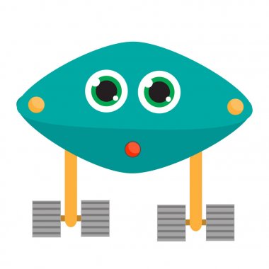 Robot karakter. vektör çizim, izole tasarım öğeleri. Mavi android