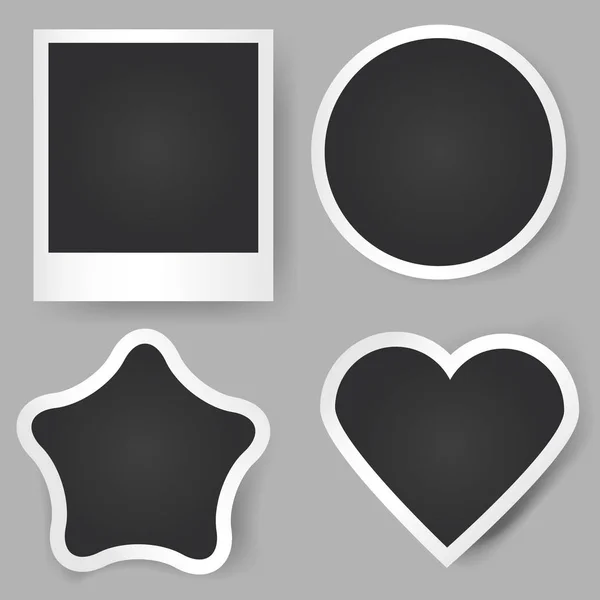 Vektor realistische Fotorahmen. verschiedene Formen. Klassisch, Stern, Kreis, Herz. Vorlage für Anwendungen und Design — Stockvektor