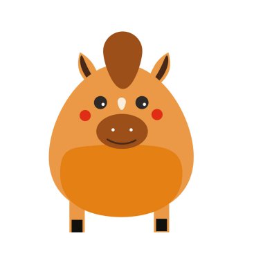 Şirin kawaii at karakter. Çocuk stil, vektör çizim