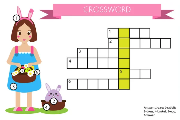 Kreuzworträtsel pädagogisches Kinderspiel mit Antwort. Osterthema — Stockvektor