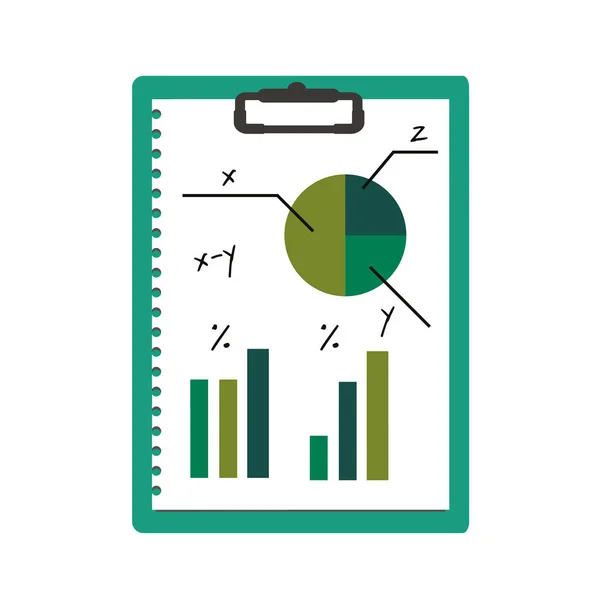 Área de transferência com gráficos de negócios abstratos, gráfico de pizza e diagramas de dados. Ícone vetorial —  Vetores de Stock