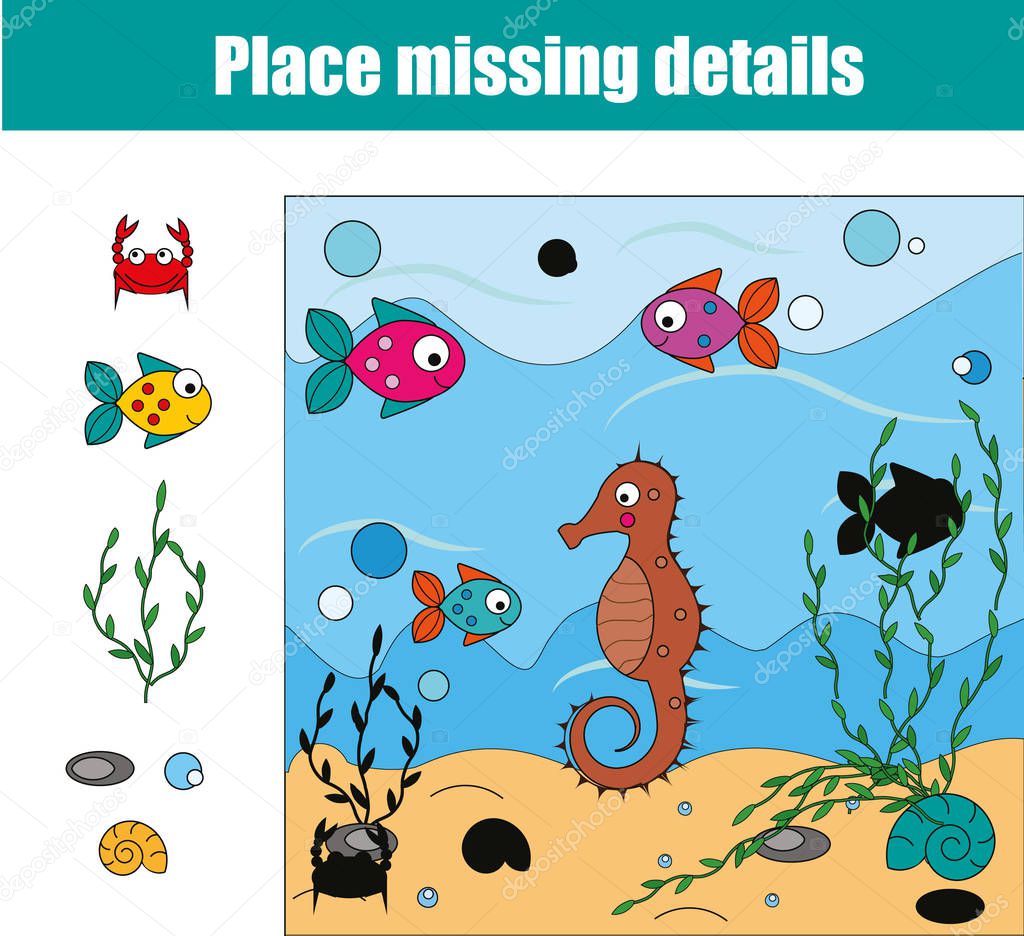 Matching children educational game. Match pieces and complete the picture. Puzzle kids activity