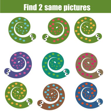 Çocuk eğitim oyunu aynı resimleri bulma