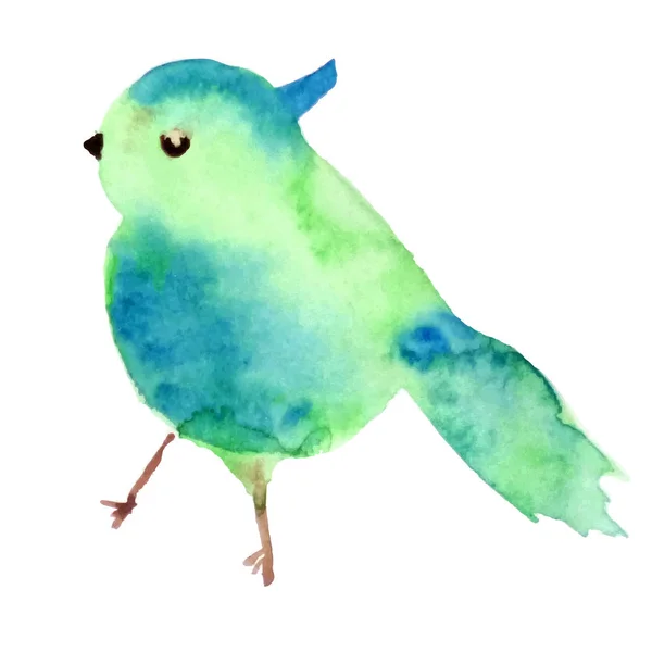 Vektor akvarel ptačí tvar texturu. Modré a zelené fleky. Umělecký objekt blob — Stockový vektor
