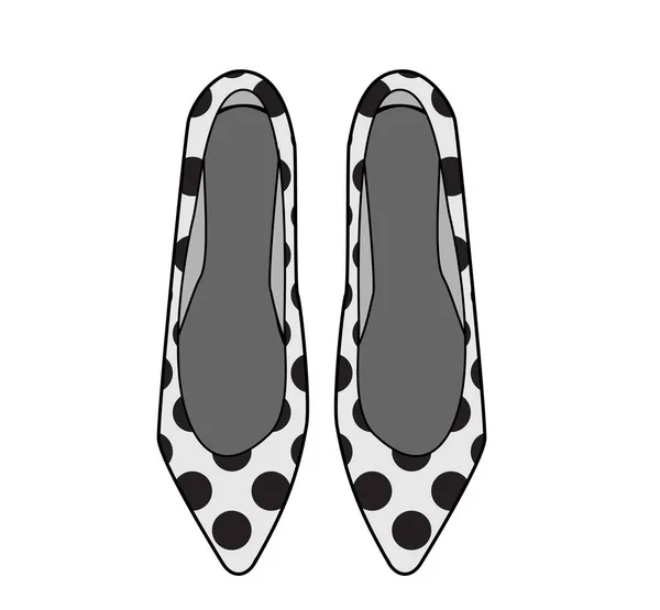 Zapatos de mujer de moda con estampado de lunares. Icono dibujado a mano, ilustración vectorial. Calzado femenino — Vector de stock