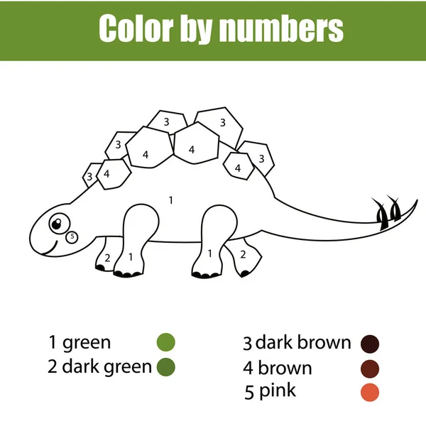 Dinozor stegosaurus ile boyama sayfası. Renk numaralarını eğitim çocuk oyunu Kids hareket çizim tarafından.