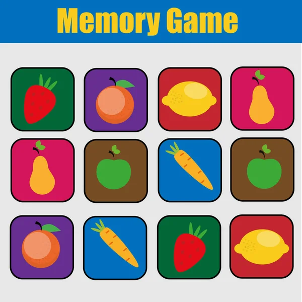 Pädagogisches Kinderspiel, Kinderaktivität. Memory-Spiel, Thema Sommerferien — Stockvektor