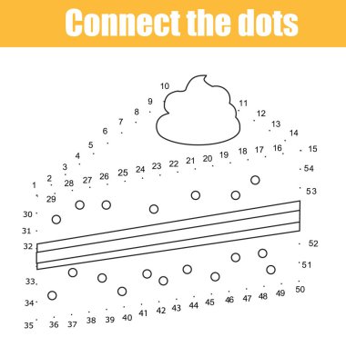 Nokta sayı çocuk eğitim oyunu tarafından bağlayın. Yazdırılabilir çalışma etkinliği. Gıda Tema. Pasta çizim