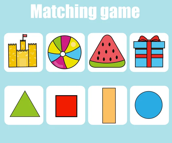 Educatief kinderen spel. Match door vormen kinderen activiteit — Stockvector