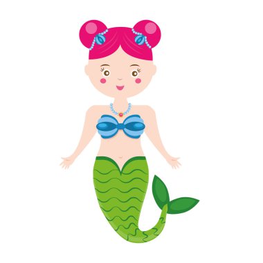 Sevimli deniz kızı karakter karikatür tarzı. vektör çizim