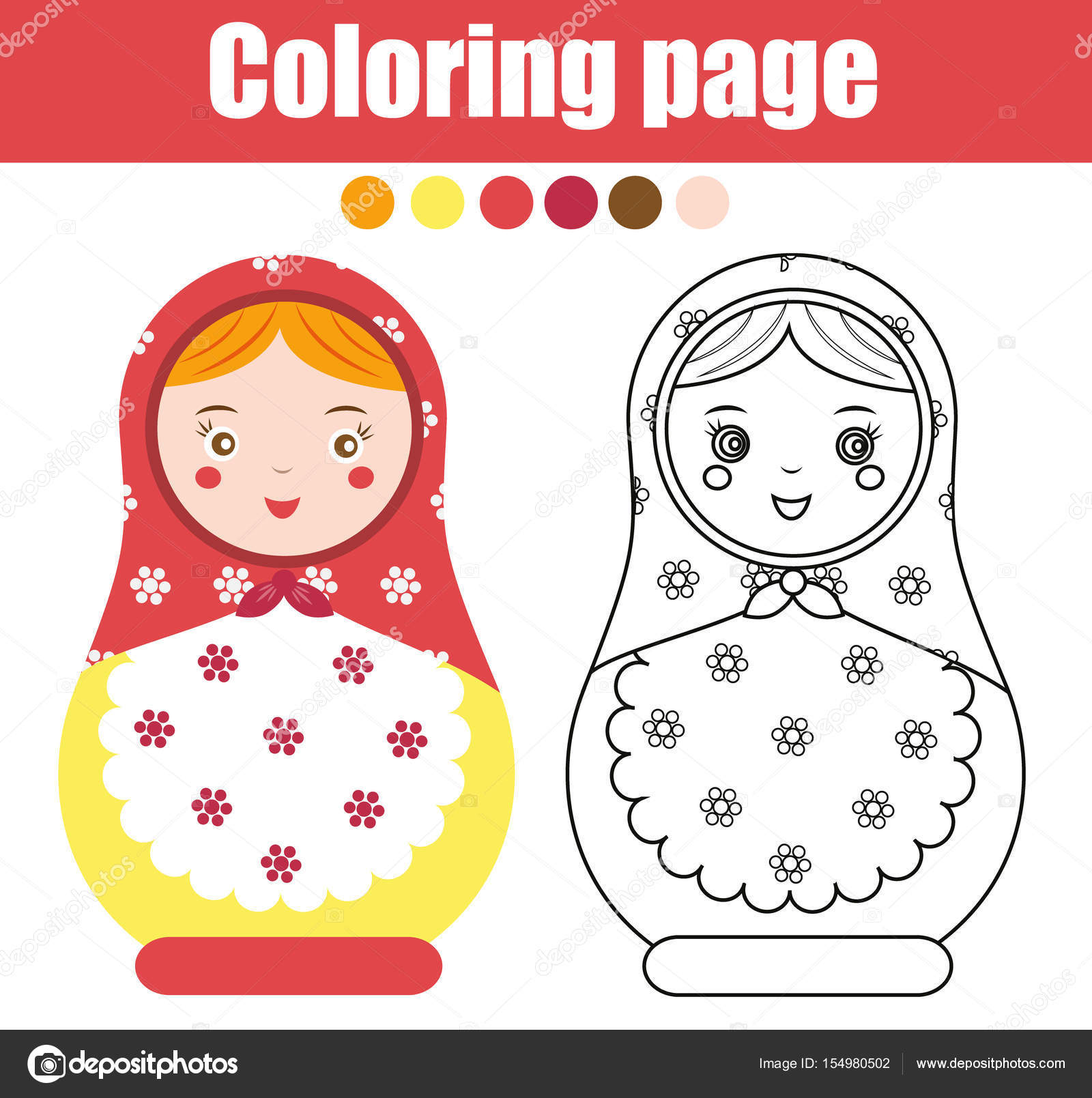 Colorare con bambola russa di nidificazione Gioco educativo bambini attivit  di disegno Colore