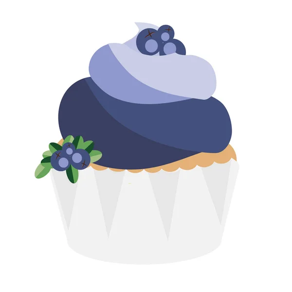 Blueberry muffin med bär. Designelement, ikon — Stock vektor