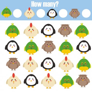 Eğitim çocuk oyunu sayma, aktivite çocuklar. Kaç nesneleri görev