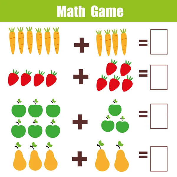 Edukacyjne gry matematyczne dla dzieci, oprócz matematyki arkusza — Wektor stockowy