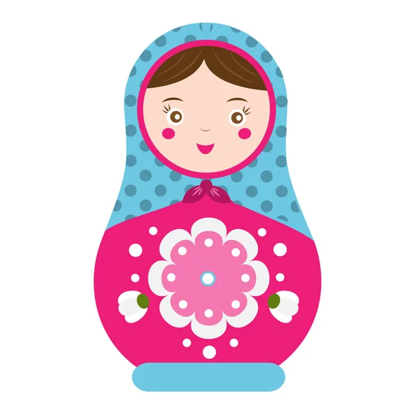 Matrioska. Muñeca tradicional rusa anidando. Sonriente icono de Matreshka. Ilustración vectorial — Vector de stock