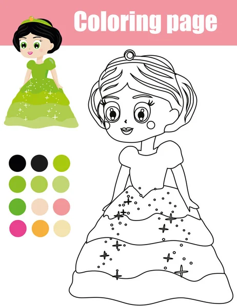 Crianças Jogo Educativo. Colorir Página Com Princesa Bonito. Atividade  Imprimível Para Crianças E Crianças Royalty Free SVG, Cliparts, Vetores, e  Ilustrações Stock. Image 99117612