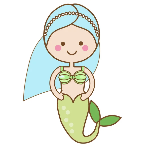 Cute kawaii Mermaid character in Cartoon Style. vector illustration — Stock Vector