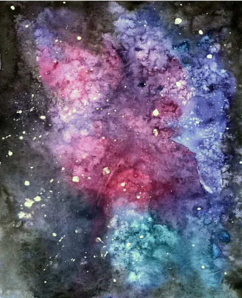 Aquarellgalaxie Weltraum Hintergrund Illustration Des Sternenhimmels — Stockfoto