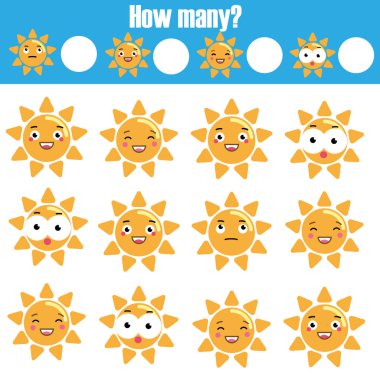 Eğitim çocuk oyunu sayma, aktivite çocuklar. Kaç nesneleri görev