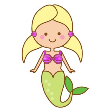 Cute kawaii Mermaid character in Cartoon Style. vector illustration clipart