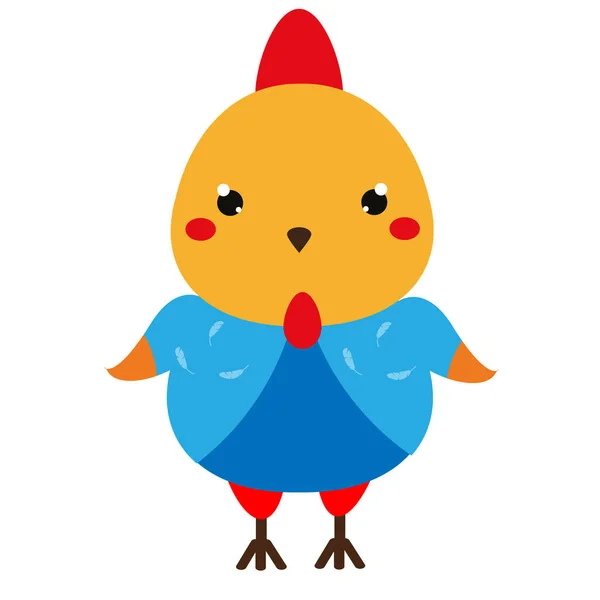 Söt kyckling. Kawaii tupp seriefigur. Vektorillustration för barn och spädbarn mode — Stock vektor