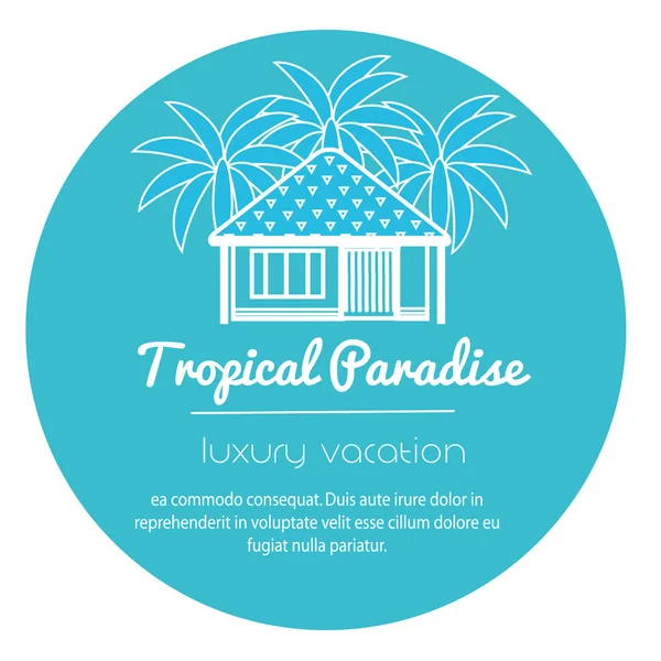 Bungalow mit Palmen. tropische Wohnung. Ikone für das Tourismusgeschäft. — Stockvektor
