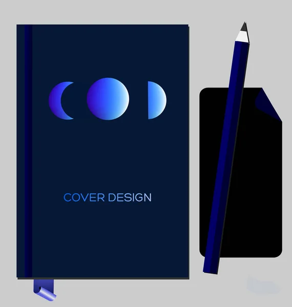 Blocco note, modello di copertina del libro con elementi geometrici luminosi astratti — Vettoriale Stock