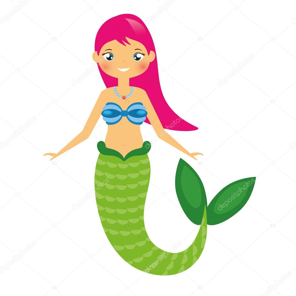 Cute Mermaid character in Cartoon Style. vector illustration