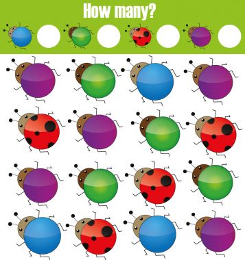 Eğitim çocuk oyunu sayma, aktivite çocuklar. Kaç nesneleri görev