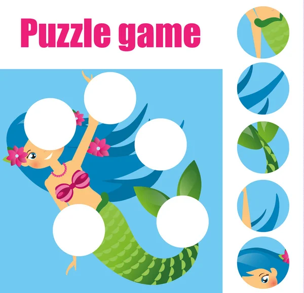 Puzzle actividad de los niños. Juego educativo para niños que empareja. Coincidir con las piezas y completar la imagen . — Vector de stock