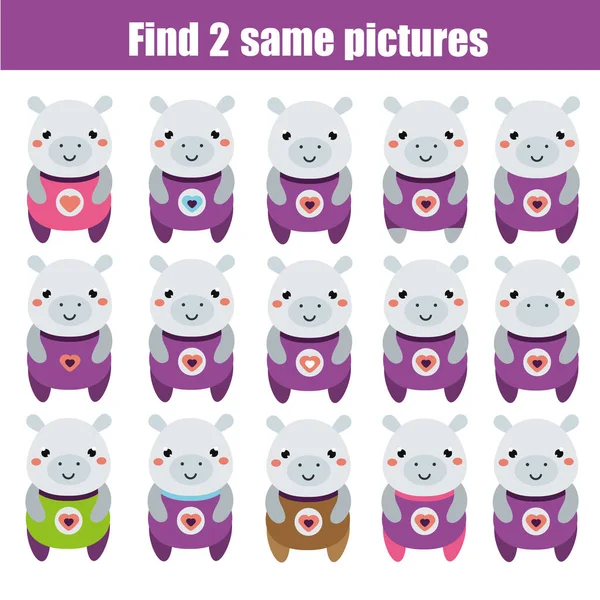 Aynı resimleri çocuk eğitim oyunu bulun. Hayvan Tema