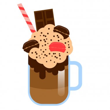 Çikolata ve bademli kurabiye canavarı sallamak. Dev milkshake