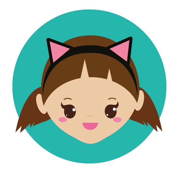 Jolie fille avec des oreilles de chat bandeau. Illustration vectorielle pour enfants, enfants et bébés mode — Image vectorielle