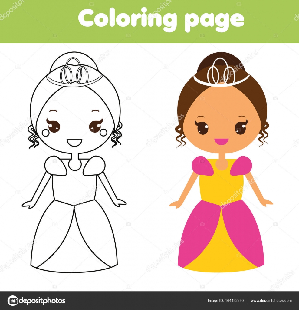 Jogo educativo para crianças, página para colorir da linda rainha dos  desenhos animados, princesa linha arte, folha de trabalho para impressão de  halloween