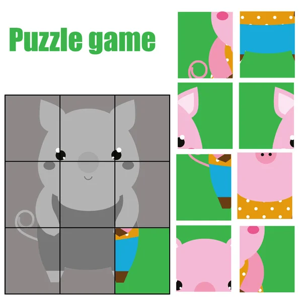 Puzzle para niños pequeños. Juego educativo para niños que empareja. Combina las piezas y completa la imagen. Actividad para niños en edad preescolar — Vector de stock