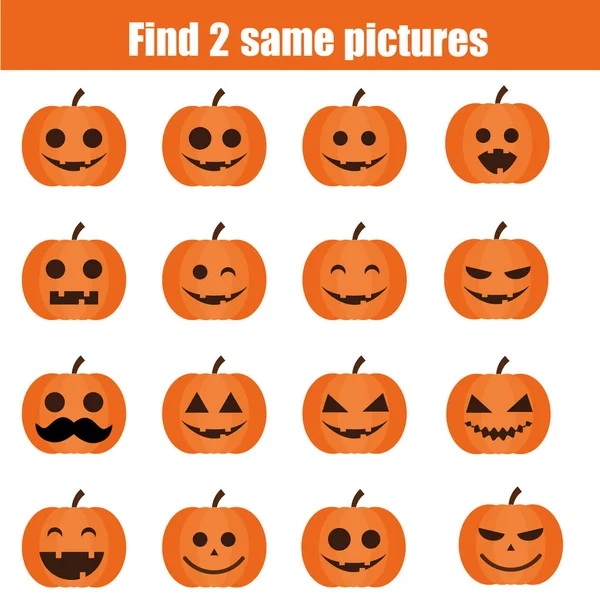 Encontrar las mismas imágenes juego educativo para niños. Tema Halloween — Archivo Imágenes Vectoriales