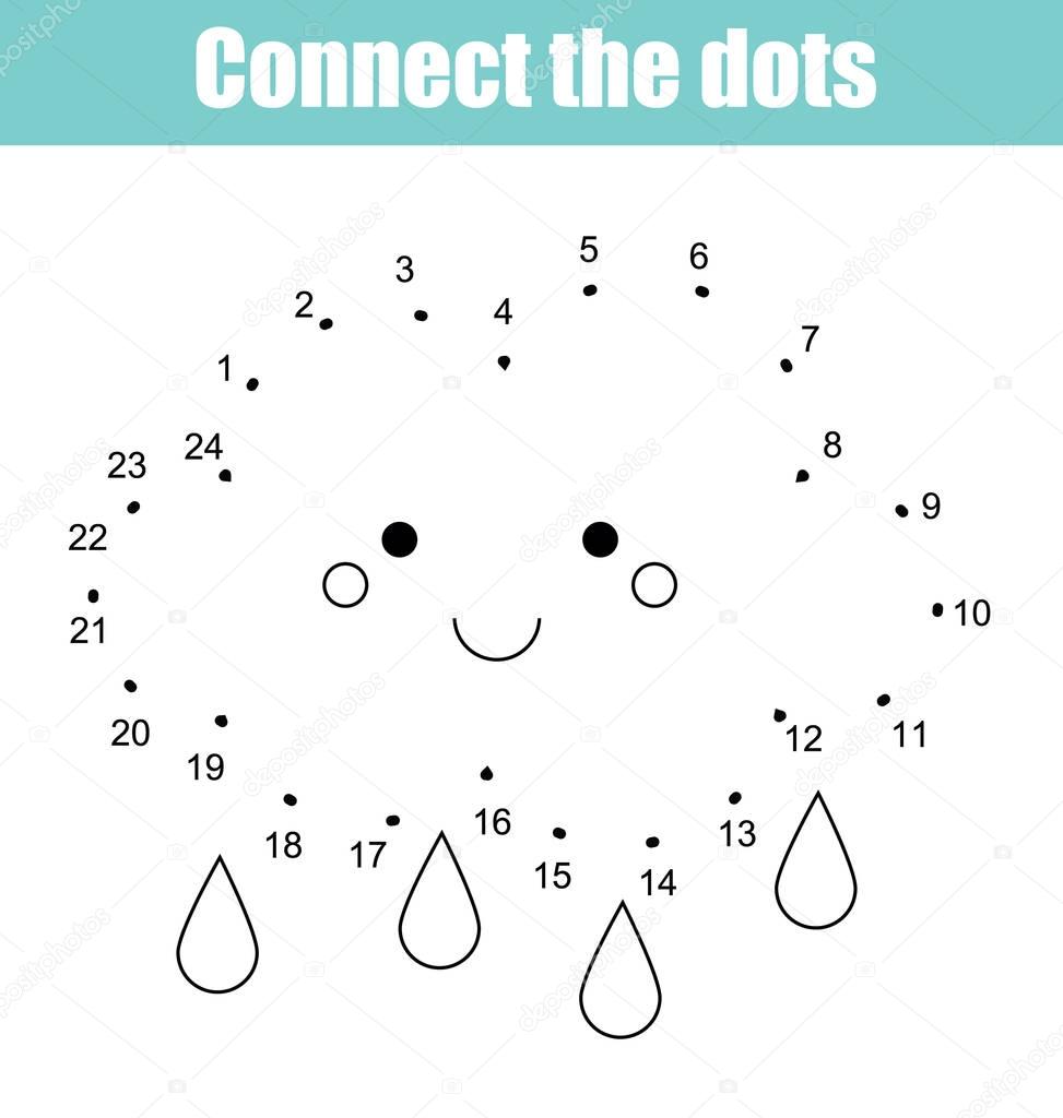 Connect The Dots By Numbers Children Educational Game Printable Worksheet Activity Weather