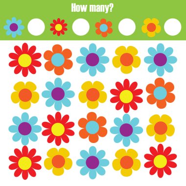 Eğitim çocuk oyunu sayma, matematik etkinlik çocuklar. Kaç nesneleri görev