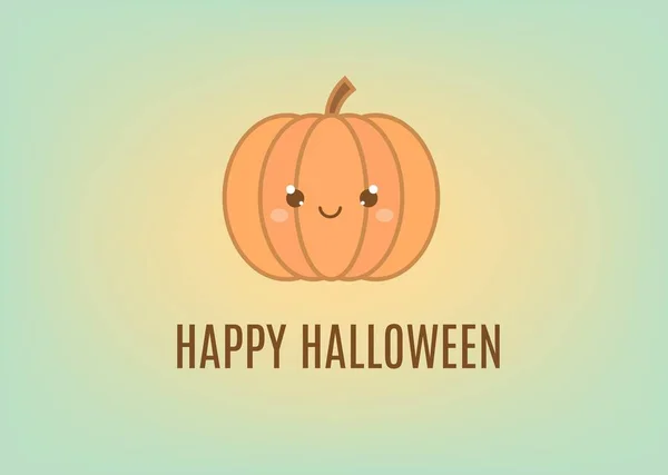幸せなハロウィーンのグリーティング カードのデザイン テンプレートです。かわいいかぼちゃのかわいいスタイルで休日バナー — ストックベクタ