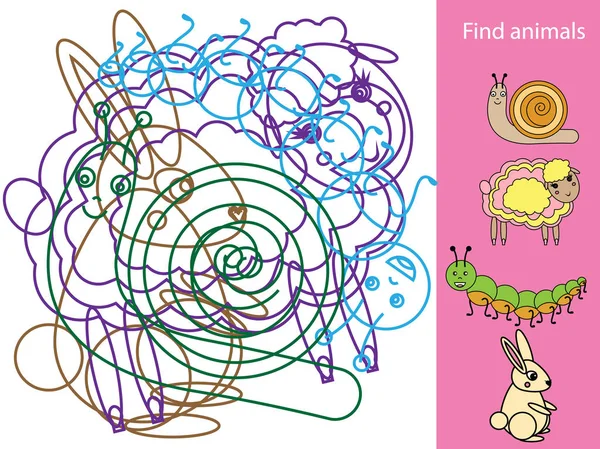 Şekiller ve gizli nesneleri bulmak. Eğitici bir oyun. Hayvan Tema. Küçük bebekler ve çocuklar için aktivite