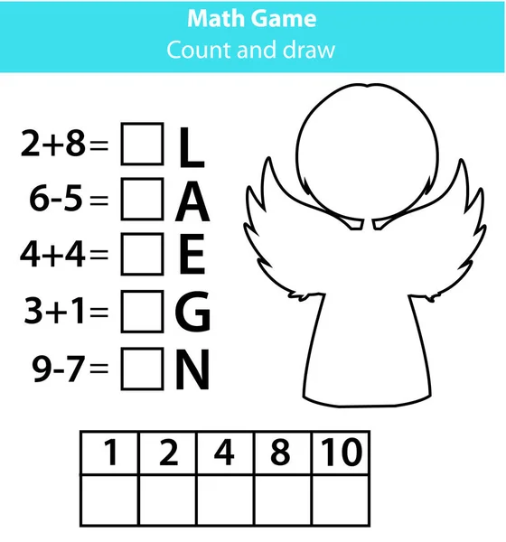 Słowa puzzle gra edukacyjna dzieci z matematyki równania. Liczenie i litery gry. Nauka słownictwa i numery — Wektor stockowy