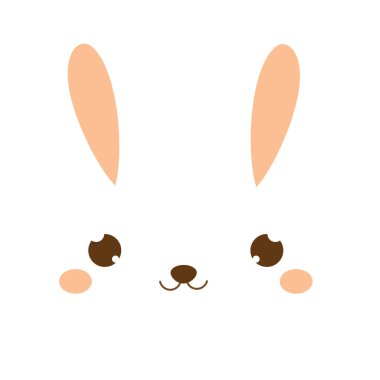 Sevimli tavşan. Kawaii Bunny. Tatlı küçük tavşanın. Çocuklar, bebekler ve küçük çocuklar moda için karikatür hayvan yüz.