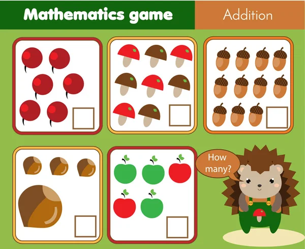 Contando Juegos Educativos Para Niños Hoja Actividades Para Niños Matemáticas — Archivo Imágenes Vectoriales