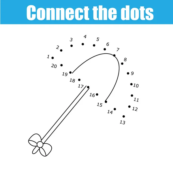 Verbinden Sie die Punkte durch Zahlen Kinder Lernspiel. druckbare Arbeitsblatt-Aktivität. Regenschirm — Stockvektor