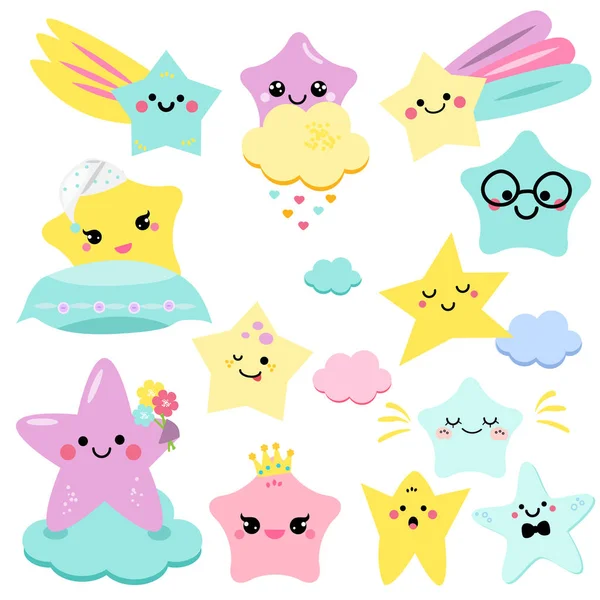 Cute Stars Vector Illustration Kids Isolated Design Children Stickers Baby — Stock Vector