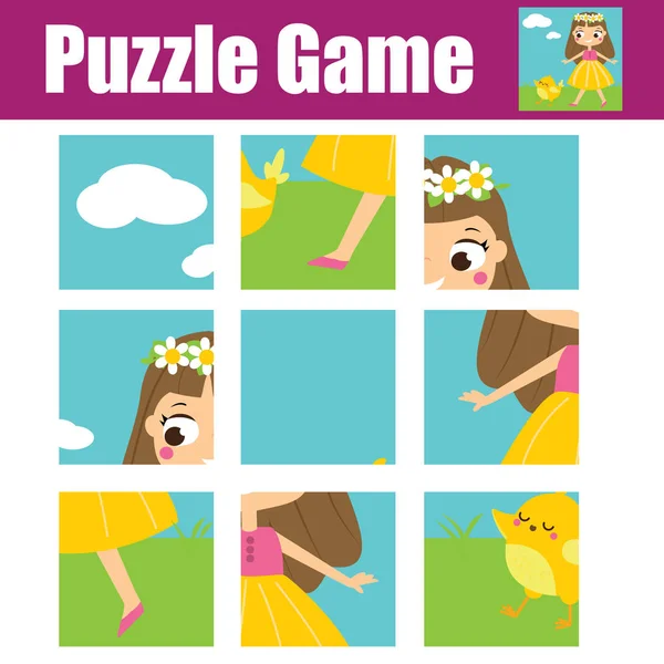 Puzzle a kisgyermekek. Oktatási játék. Teljes a kép. Tevékenység előtti iskola éves gyerekeknek. — Stock Vector